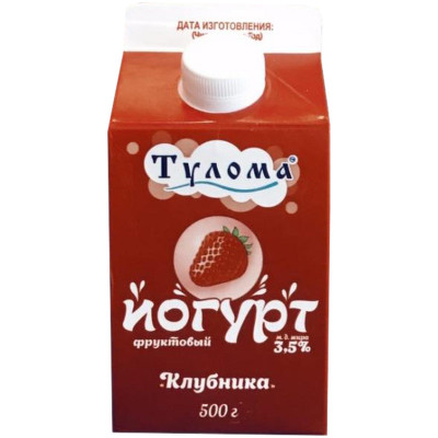 Йогурт Тулома фруктовый с наполнителем клубника 3.5%, 500мл