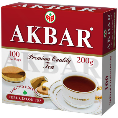 Чай Akbar чёрный байховый цейлонский в пакетиках, 100х2г