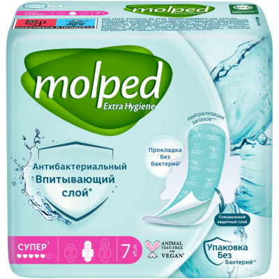 Прокладки Molped Extra Hygiene Супер антибактериальные гигиенические, 7шт