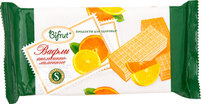 Вафли Bifrut апельсин-лимон на сорбите, 100г