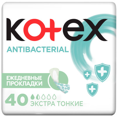 Прокладки KOTEX Antibacterial женские экстра тонкие 40шт