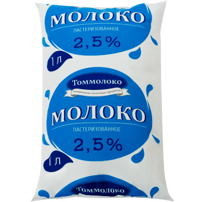 Молоко Томмолоко Российское пастеризованное 2.5%, 1л