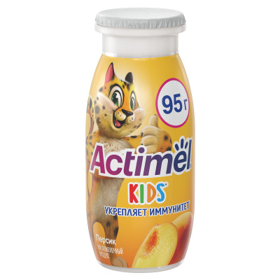 Продукт Actimel кисломолочный Взрывной Персик обогащенный для детей 1.5%, 95мл