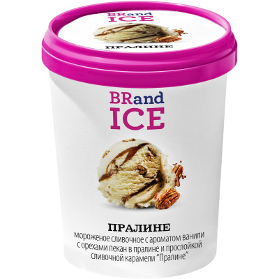 Мороженое Brand Ice Пралине сливочное с ароматом ванили с орехами 8.5%, 300г