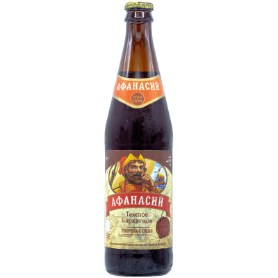 Пиво Афанасий Бархатное тёмное фильтрованное 4.9%, 500мл