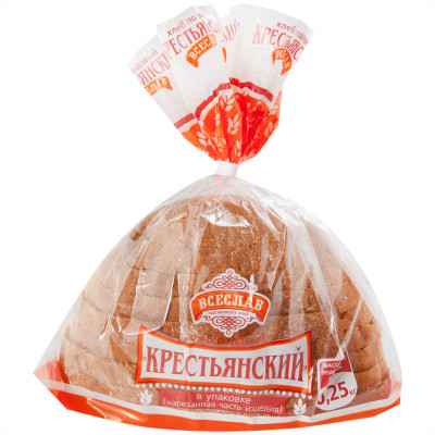 Хлеб Всеслав Крестьянский подовый нарезанный, 250г