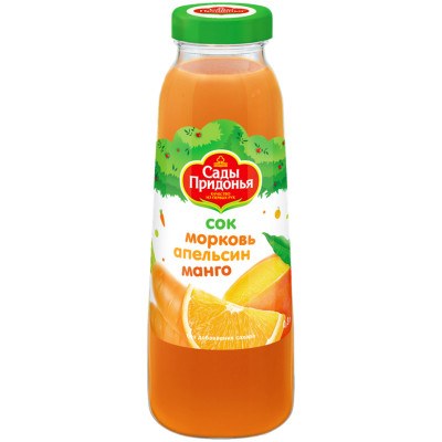 Сок Сады Придонья морковь-апельсин-манго с мякотью для детского питания, 300мл