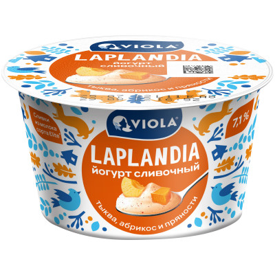 Йогурт Viola Laplandia Сливочный с тыквой абрикосом и пряностями 7.1%, 180г