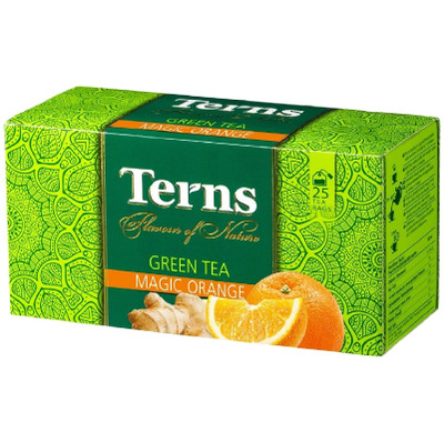 Чай Terns Magic Orange с апельсином и имбирем зеленый байховый, 25х1,5г