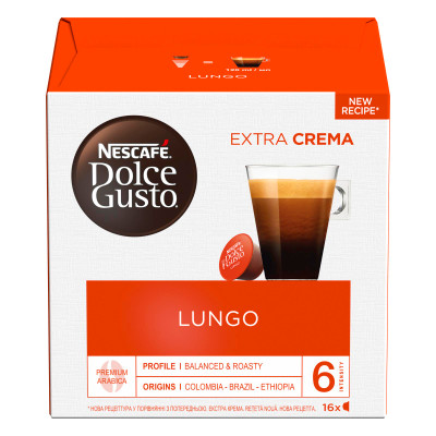 Кофе в капсулах Nescafé Dolce Gusto лунго Колумбия натуральный жареный молотый, 16x6.5г