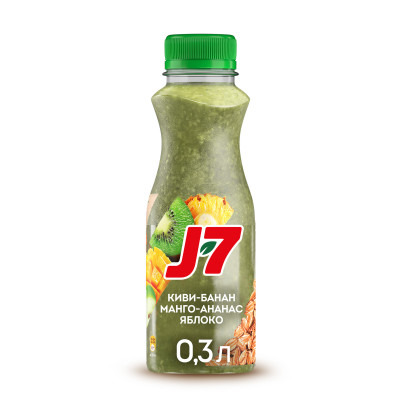 Продукт питьевой J7 Полезный завтрак Яблоко-Ананас-Банан-Киви-Манго, 300мл