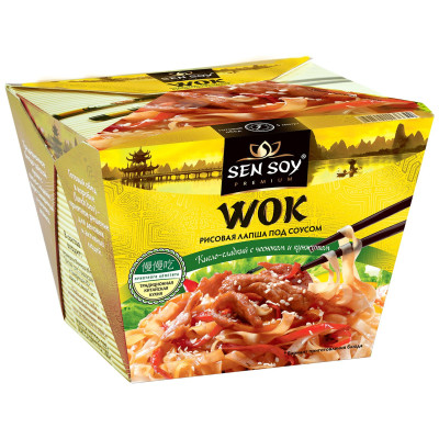 Лапша Sen Soy Premium Wok рисовая под кисло-сладким соусом с чесноком и кунжутом, 125г