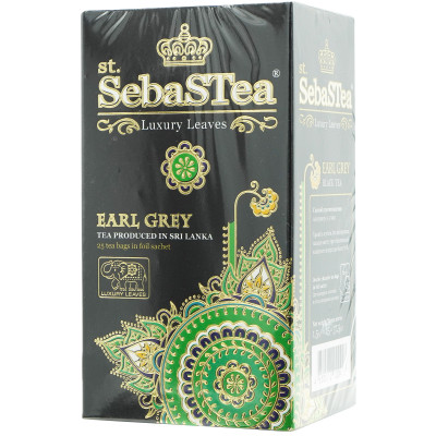 Чай SebasTea Earl Grey чёрный с ароматом бергамота, 25х1.5г
