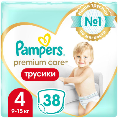 Подгузники-трусики Pampers Premium Care Pants р.4 9-15кг, 38шт