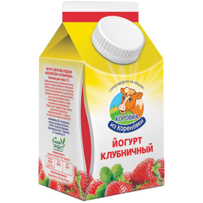 Йогурт Коровка Из Кореновки клубника 2.1%, 450мл