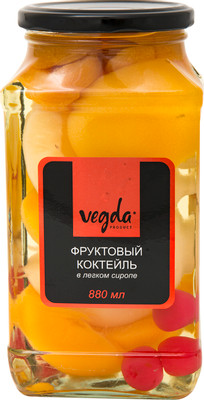 Коктейль фруктовый Vegda Product в лёгком сиропе, 820г