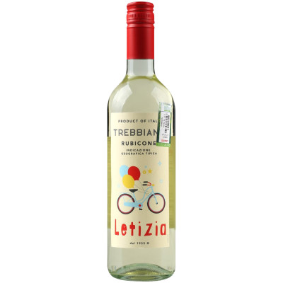 Вино Letizia Треббьяно Рубиконе белое полусладкое 9.5%, 750мл
