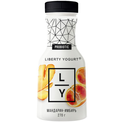 Биойогурт Liberty Yogurt с мандарином куркумой имбирем питьевой с лактобактериями 2%, 270мл