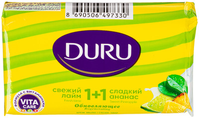 Крем-мыло Duru 1+1 Свежий лайм и сладкий ананас туалетное, 80г