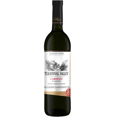 Вино Tskhinval Valley Каберне 2016 красное полусладкое 12%, 750мл