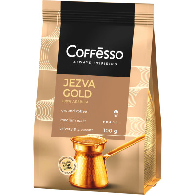 Кофе Кофе Coffesso Jezva Gold молотый жареный для турки, 100г