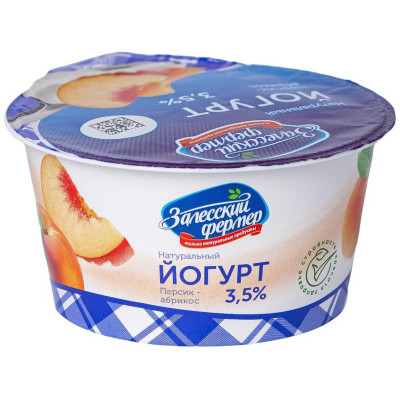 Йогурт Залесский Фермер персик-абрикос 3.5%, 130г