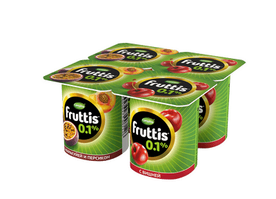 Продукт йогуртный Fruttis Легкий персик-маракуйя-вишня 0.1%, 110г