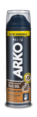 Гель для бритья и умывания Arko Men Energizing Coffee 2в1, 200мл