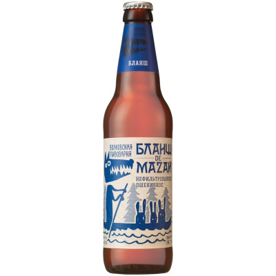 Пиво Волковская Пивоварня Бланш де Мазайе осветлённое нефильтрованное 5.9%, 500мл