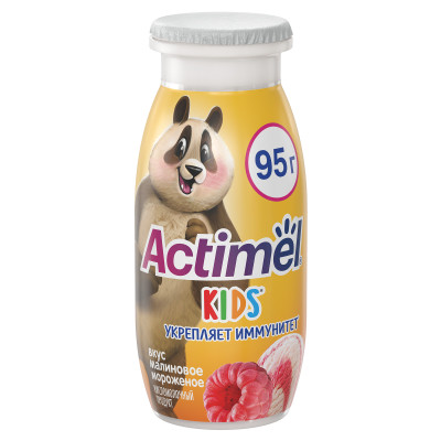 Продукт Actimel кисломолочный со вкусом малинового мороженого обогащенный для детей 1.5%, 95мл