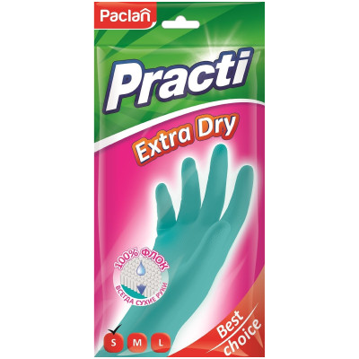 Перчатки Paclan Practi Extra Dry резиновые, р.S
