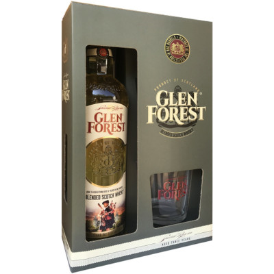 Виски Glen Forest шотландский купажированный 40% в п/у + 2 стакана, 700мл