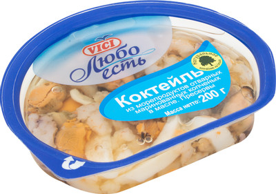 Коктейль из морепродуктов Vici Любо есть копчёный в масле, 200г