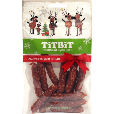 Колбаски Titbit Венгерские Новогодняя Коллекция лакомство для собак, 80г