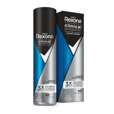 Антиперспирант-дезодорант Rexona Men Clinical protection Защита и свежесть спрей, 150мл