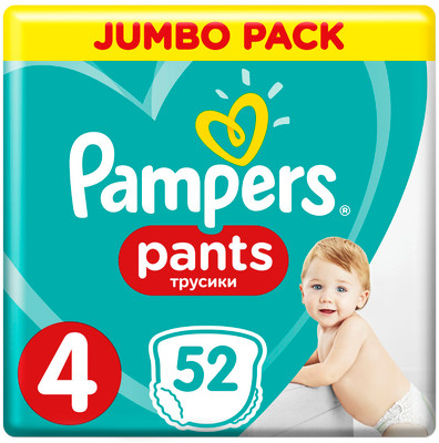 Подгузники-трусики Pampers Pants Maxi р.4 9-15кг, 52шт