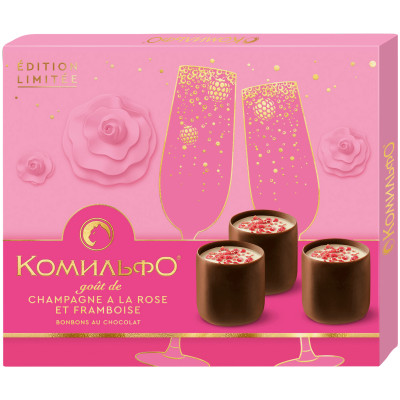 Конфеты Комильфо шоколадные со вкусами шампанского розы и малины, 232г