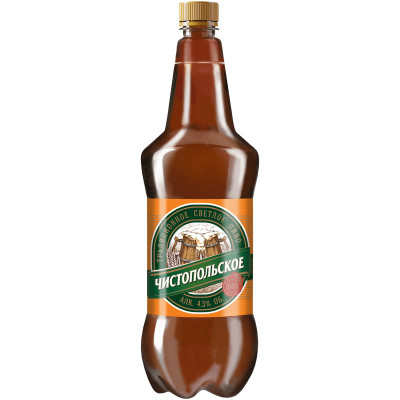 Пиво Чистопольское светлое фильтрованное пастеризованное 4.5%, 1.2л