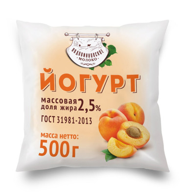 Йогурт Подовинновское Молоко абрикос 2.5%, 500мл