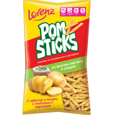 Чипсы Pomsticks картофельные соломкой со вкусом сметаны и специй, 200г