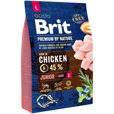 Корм Brit Premium Dog Junior Large с курицей, 3кг