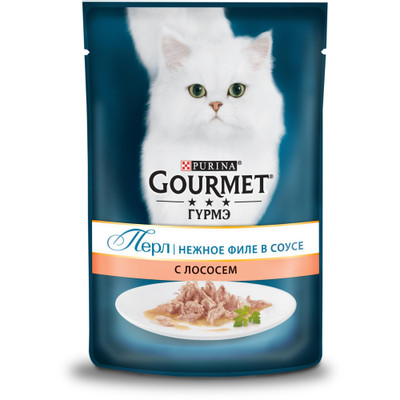 Корм Gourmet Perle мини-филе с лососем в соусе для кошек, 85г