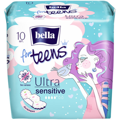Прокладки женские Bella for Teens Ultra sensitive супертонкие гигиенические впитывающие, 10шт