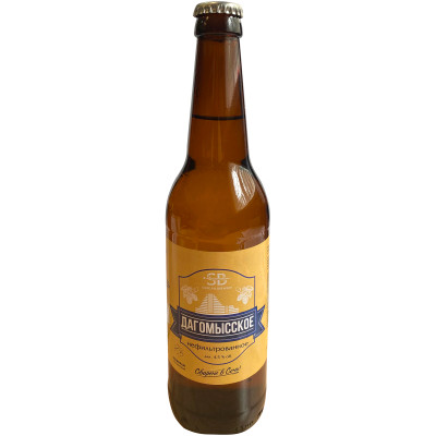 Пиво Дагомысское светлое пастеризованное нефильтрованное осветлённое 4.5%, 450мл