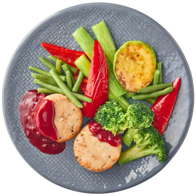 Польпетте с филе индейки, ягодным соусом и пряными овощами Шеф Перекрёсток, 300г