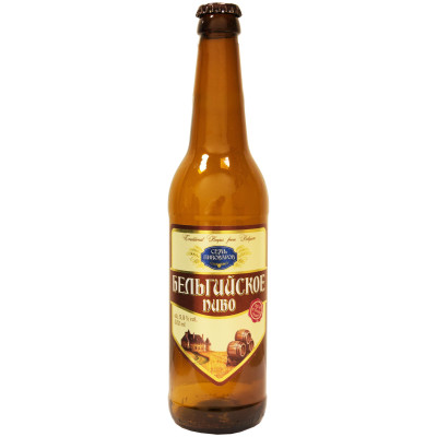 Пиво Семь Пивоваров Бельгийское светлое нефильтрованное 5.5%, 500мл