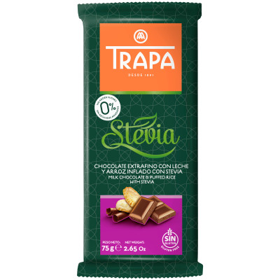 Шоколад молочный Trapa Stevia, 75г