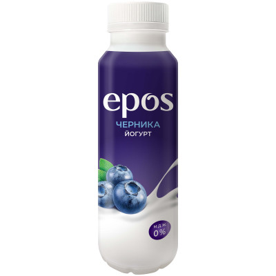 Йогурт питьевой Epos с черникой обезжиренный, 250мл