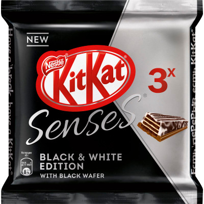 Шоколад KitKat Senses Black&White Edition молочный-белый-тёмный с хрустящей тёмной вафлей, 120г
