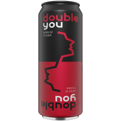 Напиток безалкогольный Double You арбуз-гуава энергетический газированный, 450мл